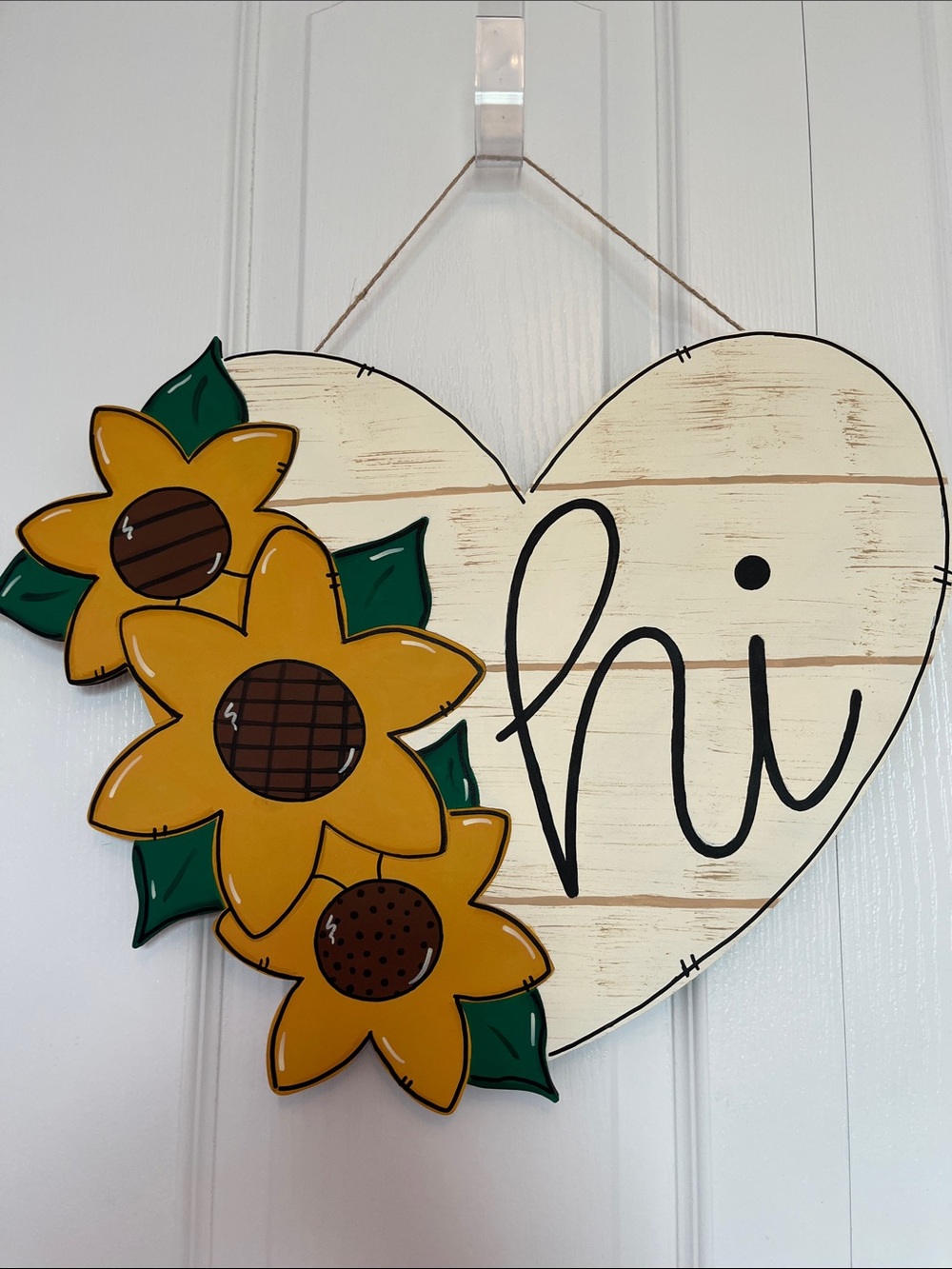 18 inch Door Hanger with Sunflowers and says Hi